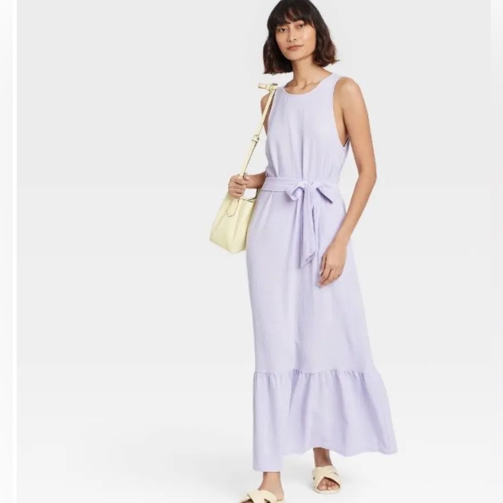 A new day Maxi Tiered Textured Stretch Dress Pastel Purple Size‎ small